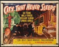 3p0826 CITY THAT NEVER SLEEPS style A 1/2sh 1953 great image of police gunfight in Chicago!