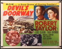 3p0849 DEVIL'S DOORWAY style B 1/2sh 1950 art of Robert Taylor aiming rifle, directed by Anthony Mann