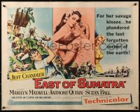 3p0855 EAST OF SUMATRA style B 1/2sh 1954 Jeff Chandler, sexy Marilyn Maxwell, Anthony Quinn!