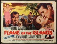 3p0872 FLAME OF THE ISLANDS style A 1/2sh 1955 Yvonne De Carlo is a woman made for love, Howard Duff!
