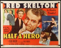 3p0910 HALF A HERO style A 1/2sh 1953 great image of Red Skelton in double trouble with Jean Hagen!