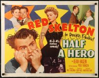 3p0911 HALF A HERO style B 1/2sh 1953 great image of Red Skelton in double trouble with Jean Hagen!