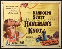 3p0914 HANGMAN'S KNOT 1/2sh 1952 cool image of Randolph Scott by noose, Donna Reed, black title!
