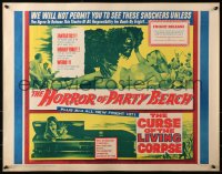 3p0930 HORROR OF PARTY BEACH/CURSE OF THE LIVING CORPSE 1/2sh 1964 double-bill, blue border design!