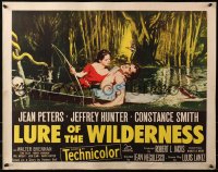 3p0982 LURE OF THE WILDERNESS 1/2sh 1952 sexy Jean Peters holding wounded Jeff Hunter in swamp!