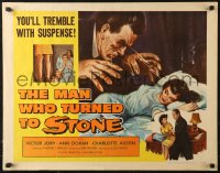 3p0993 MAN WHO TURNED TO STONE 1/2sh 1957 Victor Jory practices unholy medicine, cool horror art!