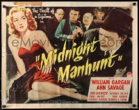 3p0998 MIDNIGHT MANHUNT style A 1/2sh 1945 Ann Savage hid the body they all wanted, ultra-rare!