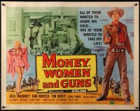 3p1002 MONEY, WOMEN & GUNS 1/2sh 1958 cowboy Jock Mahoney w/revolver, cool gambling image!