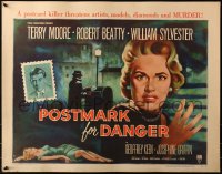 3p1047 POSTMARK FOR DANGER style A 1/2sh 1956 Terry Moore is hunted by the postcard killer!