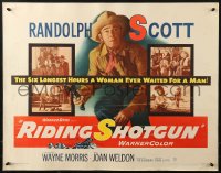 3p1061 RIDING SHOTGUN 1/2sh 1954 great image of cowboy Randolph Scott with gun!
