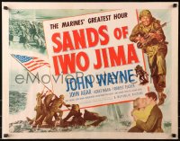 3p1073 SANDS OF IWO JIMA style A 1/2sh 1950 WWII Marine John Wayne, famous flag raising, Adele Mara!
