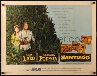3p1075 SANTIAGO 1/2sh 1956 artwork of Alan Ladd with gun & Rossana Podesta in the jungle!