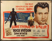 3p1098 SOMETHING OF VALUE style A 1/2sh 1957 Rock Hudson & Dana Wynter in Africa, machete art!