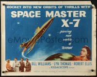 3p1102 SPACE MASTER X-7 1/2sh 1958 satellite terror strikes the Earth, cool art of rocket ship!
