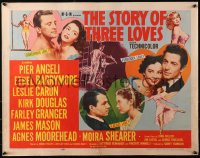 3p1110 STORY OF THREE LOVES style A 1/2sh 1953 Kirk Douglas, Pier Angeli, Leslie Caron, Granger!