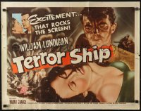 3p1130 TERROR SHIP 1/2sh 1954 violence and mystery ride the deck of this sea-devil, cool art!