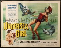 3p1148 UNDERSEA GIRL 1/2sh 1957 cool artwork of sexy deep sea scuba diver in peril!