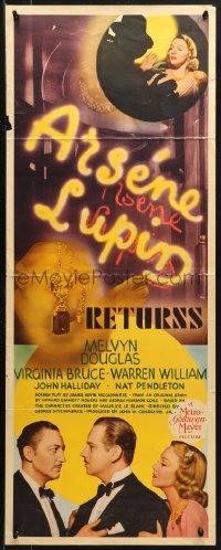 3p0550 ARSENE LUPIN RETURNS insert 1938 Melvyn Douglas in title role, William & Bruce, ultra-rare!