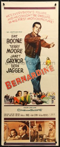 3p0560 BERNARDINE insert 1957 art of America's new boyfriend Pat Boone, on the screen!