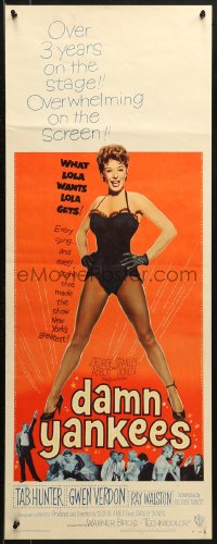 3p0587 DAMN YANKEES insert 1958 baseball, sexy full-length barely-dressed Gwen Verdon!