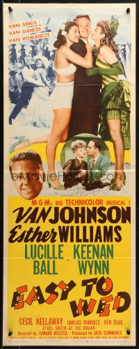 3p0597 EASY TO WED insert 1946 art of Van Johnson & Esther Williams by Jacques Kapralik!