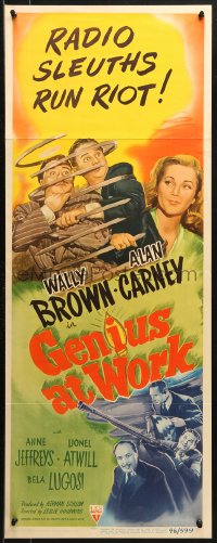 3p0616 GENIUS AT WORK insert 1946 Wally Brown & Alan Carney are radio sleuths run riot, Bela Lugosi!