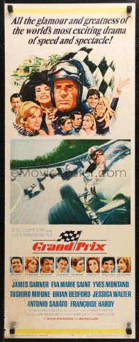 3p0619 GRAND PRIX insert 1967 Formula One race car driver James Garner, artwork by Howard Terpning!