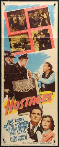 3p0627 HOSTAGES insert 1943 Luise Rainer, Nazis kill Czechs in retaliation for suicide, ultra-rare!
