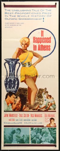 3p0634 IT HAPPENED IN ATHENS insert 1962 super sexy Jayne Mansfield rivals Helen of Troy, Olympics!