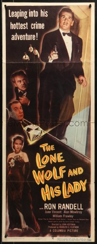 3p0651 LONE WOLF & HIS LADY insert 1949 Ron Randell leaping into his hottest crime film noir adventure!