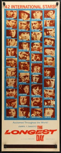 3p0653 LONGEST DAY insert 1962 Zanuck's World War II D-Day movie with 42 international stars!