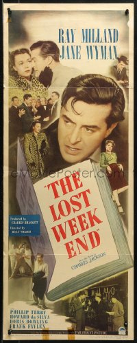 3p0655 LOST WEEKEND insert 1945 classic Billy Wilder, alcoholic Ray Milland, Jane Wyman, ultra-rare!