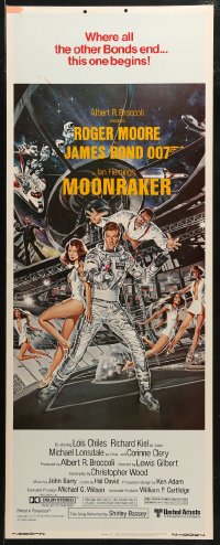 3p0662 MOONRAKER insert 1979 art of Moore as James Bond & sexy Lois Chiles by Goozee!