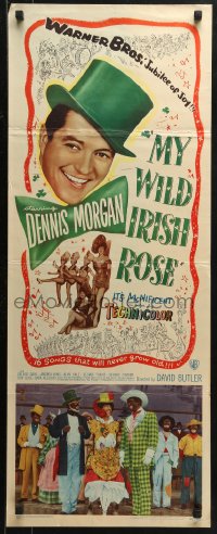3p0667 MY WILD IRISH ROSE insert 1948 Dennis Morgan, sexiest Arlene Dahl, blackface!
