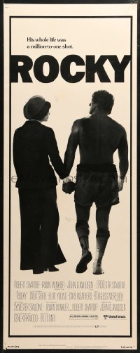 3p0696 ROCKY insert 1976 boxer Sylvester Stallone holding hands with Talia Shire, boxing classic!