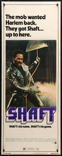 3p0706 SHAFT insert 1971 classic image of Richard Roundtree, they got Shaft up to here!