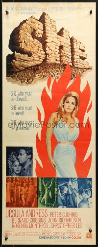 3p0708 SHE insert 1965 Hammer fantasy, sexy Ursula Andress must be possessed, she must be obeyed!