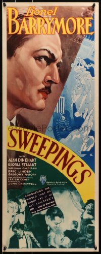3p0722 SWEEPINGS insert 1933 Chicago businessman Lionel Barrymore, great RKO deco art, ultra-rare!