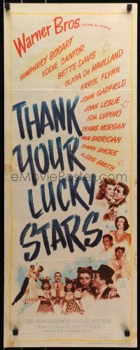 3p0729 THANK YOUR LUCKY STARS insert 1943 Errol Flynn, Humphrey Bogart, Bette Davis & more pictured!