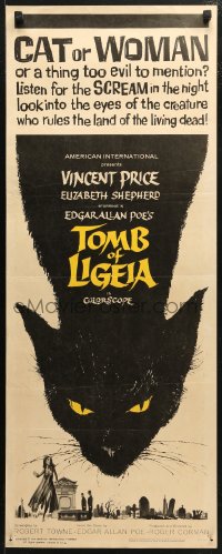 3p0734 TOMB OF LIGEIA insert 1965 Vincent Price, Roger Corman, Edgar Allan Poe, cool cat artwork!