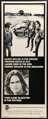 3p0739 TWO-LANE BLACKTOP insert 1971 James Taylor is the driver, Warren Oates is GTO, Laurie Bird