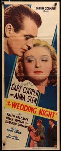3p0745 WEDDING NIGHT insert 1935 romantic close-up of Anna Sten & Gary Cooper, Bellamy, ultra-rare!