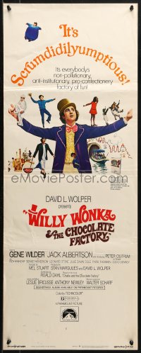 3p0750 WILLY WONKA & THE CHOCOLATE FACTORY insert 1971 Gene Wilder, it's scrumdidilyumptious!