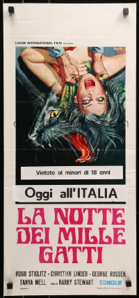 3p0357 NIGHT OF A THOUSAND CATS Italian locandina 1975 cool horror art by Luca Crovato!