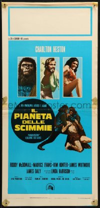 3p0364 PLANET OF THE APES Italian locandina R1970s Charlton Heston, classic sci-fi, different image!