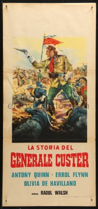 3p0382 THEY DIED WITH THEIR BOOTS ON Italian locandina R1963 Stefano art of Errol Flynn & Quinn!