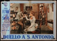 3p0270 SAN ANTONIO Italian 14x19 pbusta 1949 Errol Flynn watches Alexis Smith getting hand kissed!