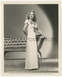 3r0132 BONITA GRANVILLE 8x10 still 1945 full-length portrait in pretty white dress by couch!