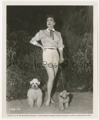 3r0224 FEMALE ON THE BEACH candid 8.25x10 still 1955 Joan Crawford with her poodles between scenes!