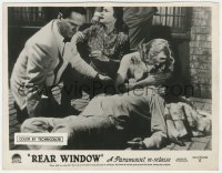 3r0482 REAR WINDOW English FOH LC R1960s Grace Kelly & Thelma Ritter with fallen James Stewart!